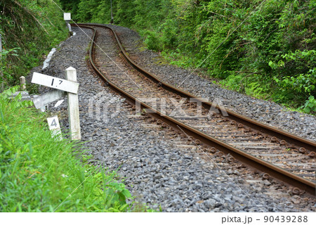 鉄道、ローカル線の線路、那須烏山、栃木県 90439288