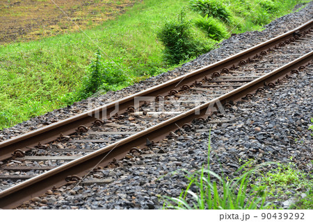 鉄道、ローカル線の線路、那須烏山、栃木県 鉄道、ローカル線の線路、那須烏山、栃木県 90439292