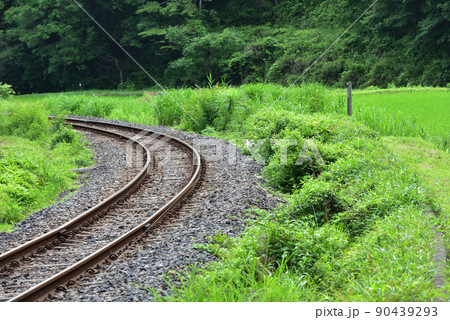 鉄道、ローカル線の線路、那須烏山、栃木県 90439293