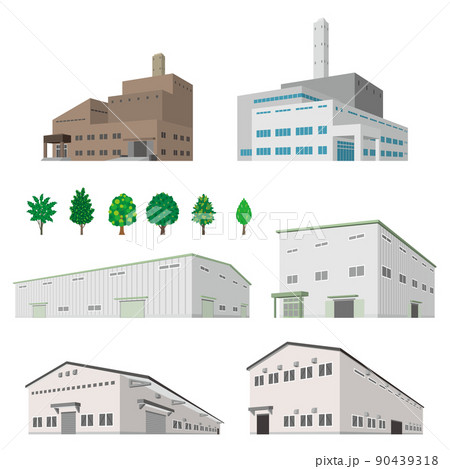 様々な建物のパースイラスト. 建物の外観. 90439318