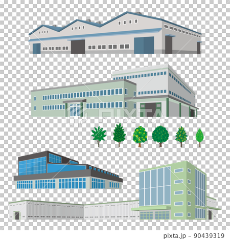 各種建築物的透視圖。建築物的外部。 各種建築物的透視圖。建築物的外部。 90439319