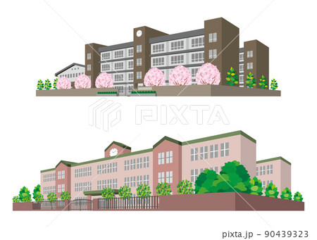 校舎のパースイラスト 建物の外観 のイラスト素材