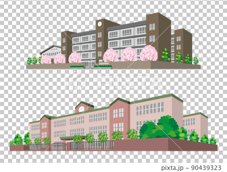 校舎のパースイラスト. 建物の外観. 90439323