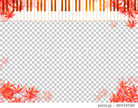 Autumn watercolor piano keyboard frame, wallpaper 90439580