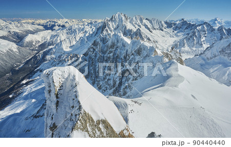 Landscape of Aiguille du Midi, Chamonix Mont Blanc valley, France 90440440