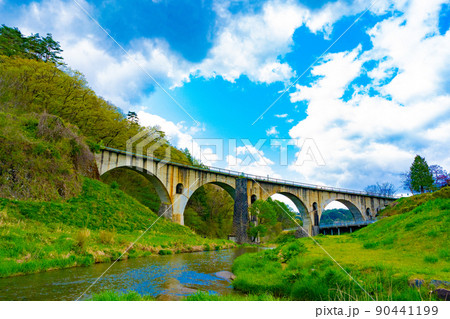 めがね橋(岩手県宮守川橋梁) 90441199