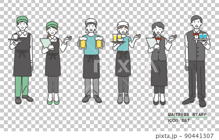 カフェ、居酒屋、レストランの店員のベクターイラスト素材/飲食店/アルバイト カフェ、居酒屋、レストランの店員のベクターイラスト素材/飲食店/アルバイト 90441307