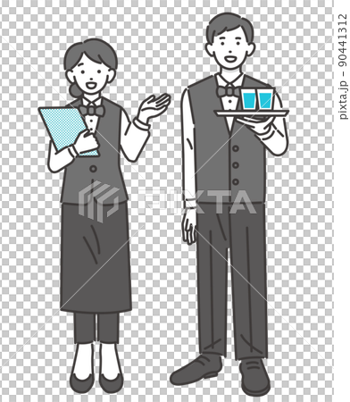 餐廳/餐廳/兼職服務員（店員）的矢量圖素材 90441312