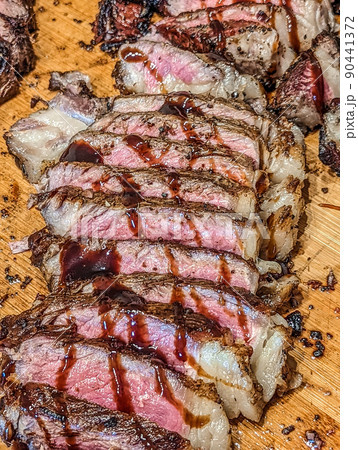 cooked and sliced to perfection 30 day dry aged ny strip beef and bison ribeye cooked and sliced to perfection 30 day dry aged ny strip beef and bison ribeye 90441372