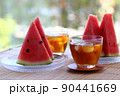 夏イメージ　スイカと麦茶 90441669