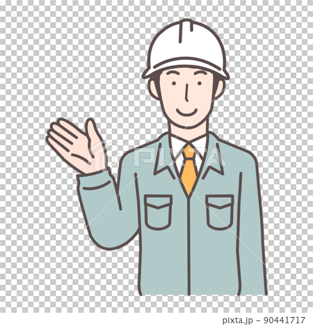 Illustration of the upper body of a male construction worker to guide 90441717