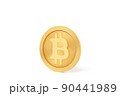 3d illustration gold bitcoin coin. Cryptocurrency bitcoin symbol  on white background. 90441989