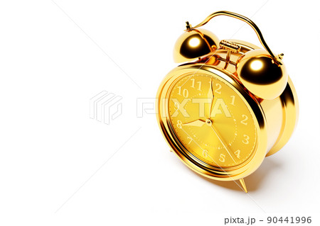 3d illustration golden realistic wake up alarm clock on white isolated background 3d illustration golden realistic wake up alarm clock on white isolated background 90441996
