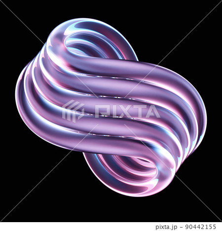 3D illustration of a pink torus. Fantastic cell.Simple geometric shapes 90442155