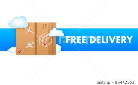 Free delivery. Badge with truck. Vector stock illustrtaion Free delivery. Badge with truck. Vector stock illustrtaion 90442552