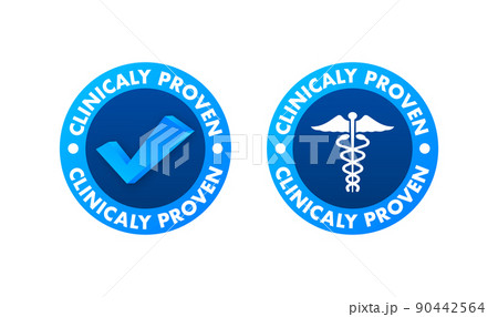 Clinicaly proven. Simple modern emblem with clinically proven. Vector illustration 90442564