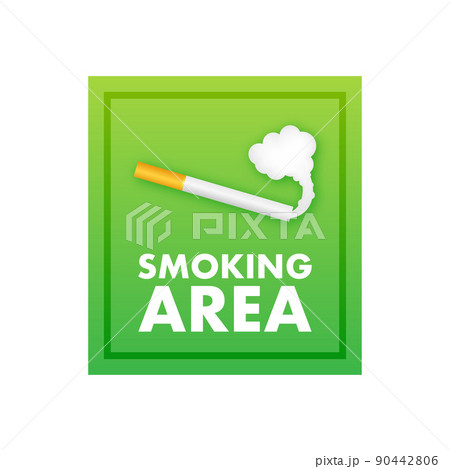 Icon with green smoking area on white background. Banner with green smoking area on white background 90442806