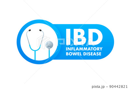 PINFLAMMATORY BOWEL DISEASE. Abstract with blue inflammatory bowel disease on light background. 90442821