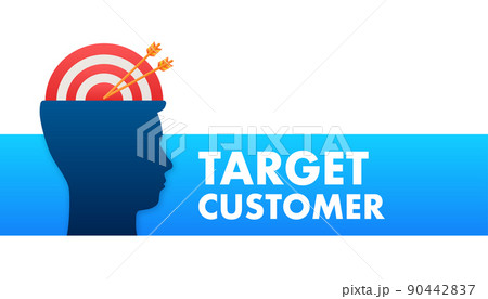 Target customer with an arrow flat icon concept market goal vector picture image. Concept target market, audience, group, consumer 90442837