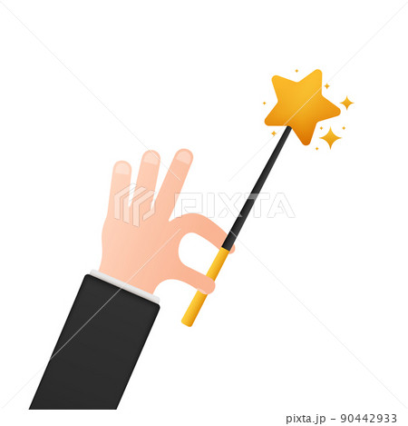 Flat golden illustration on transparent background. Realistic light effect. Stars vector Wind spell 90442933