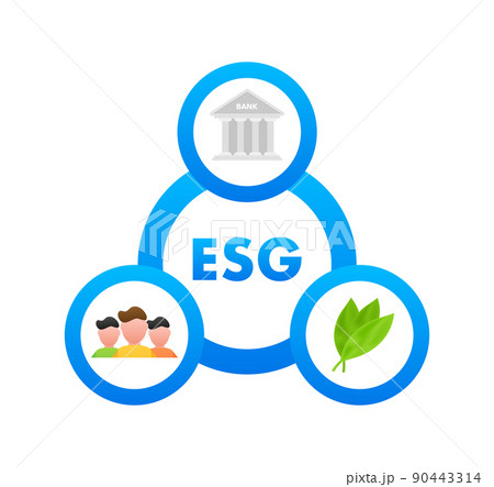 Environmental, social and corporate governance typography banner template. Isometric business concept. Sustainable development. Alternative energy 90443314