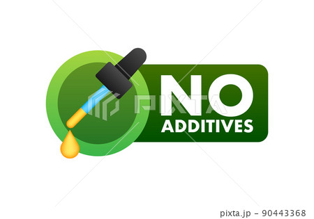 Green no additives logo on white background. Natural organic nutrition. Sign forbidden 90443368