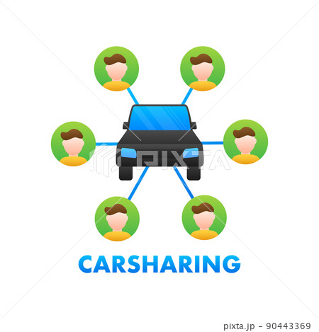 Car sharing concept. Carsharing vector icon on white background. lIllustration for mobile app design. Flat vector illustration 90443369