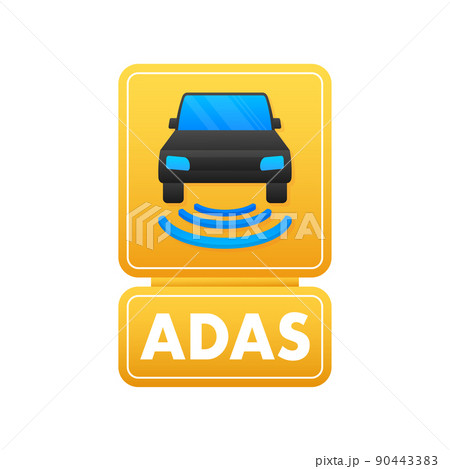 Banner vector. Creative ADAS Advanced driver assistance systems Icon. Vector sign. Digital currency concept. Bitcoin currency 90443383