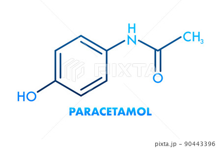 Paracetamol formula for medical design. Paracetamol chemical formula on white background 90443396