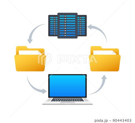 Data center information in cartoon style. Isometric vector. Database system 90443403