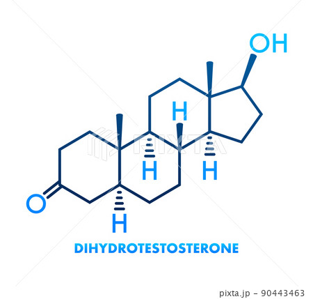 Dihydrotestosterone DHT, androstanolone, stanolone hormone molecule. Skeletal formula. Vector stock illustration 90443463