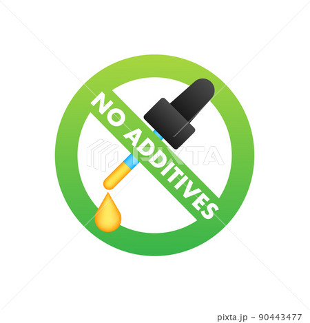 Green no additives logo on white background. Natural organic nutrition. Sign forbidden 90443477