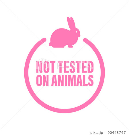 Not tested on animals. Cruelty free Pink banner. Vegan emblem. Packaging design. Natural product. Vector stock illustration 90443747