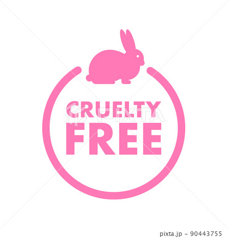 Cruelty free. Cruelty free Pink banner. Vegan emblem. Packaging design. Natural product. Vector stock illustration 90443755