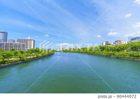 大川　毛馬桜ノ宮公園　新緑の季節 90444072