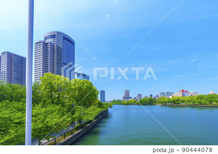 大川　毛馬桜ノ宮公園　新緑の季節 90444078