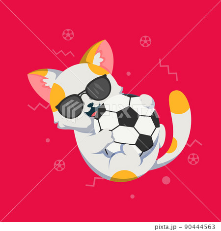 Dog animal playing soccer. Cute football mascot - Stock