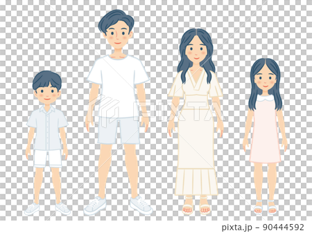 Family of 4 summer outfit illustrations Family of 4 summer outfit illustrations 90444592