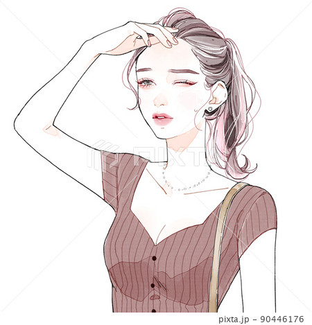 眩しそうな女性 90446176