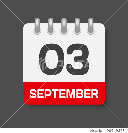 Icon day date 3 September, template calendar page 90449803