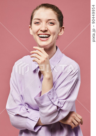 Young Woman Laughing on Pink Young Woman Laughing on Pink 90449954
