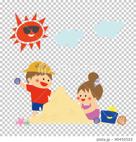 夏天在沙灘上玩耍的孩子們 夏天在沙灘上玩耍的孩子們 90450583