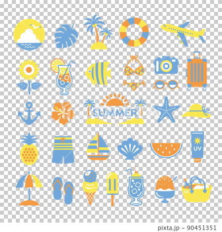 Summer illustration set Summer sea travel icon 90451351