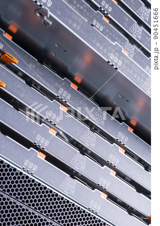 detail trays with hard drives inside data cloude center 90451666
