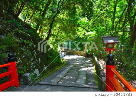 鞍馬寺から貴船神社まで山越えハイキングコースの風景 90451733
