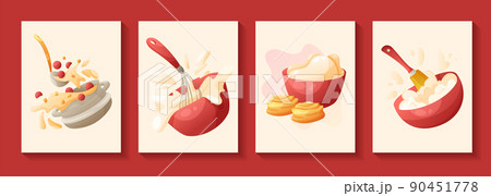 Set of banners for homemade cuisine, cooking or culinary courses, restaurants or cafe. Vector cartoon illustration. Set of banners for homemade cuisine, cooking or culinary courses, restaurants or cafe. Vector cartoon illustration. 90451778