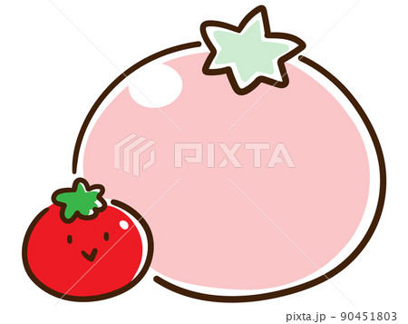 かわいいトマトのキャラクターのデフォルメフレームイラストのイラスト