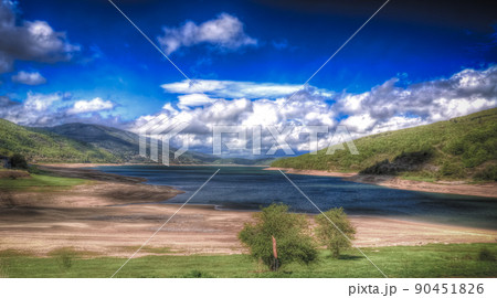 Landscape of Mavrovo national park with mountain and lake, FYR Macedonia Landscape of Mavrovo national park with mountain and lake, FYR Macedonia 90451826