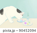 カラフルなお菓子と猫 90452094