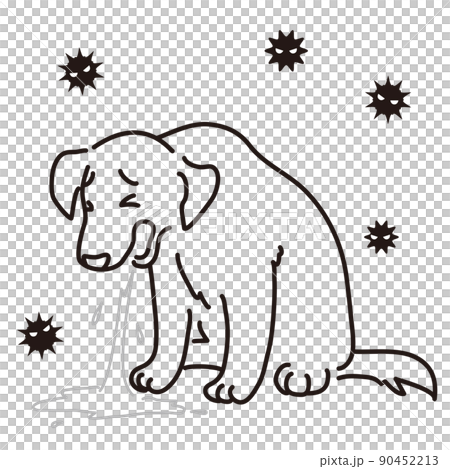 吐くイヌのイラスト　着色無し 90452213